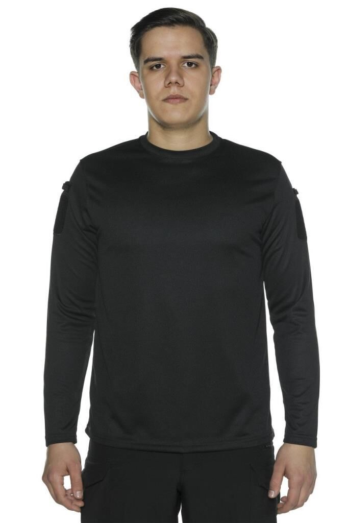 Single Sword Bisiklet Yaka Uzun Kollu  Basic&Taktik Erkek T-shirt SİYAH - S