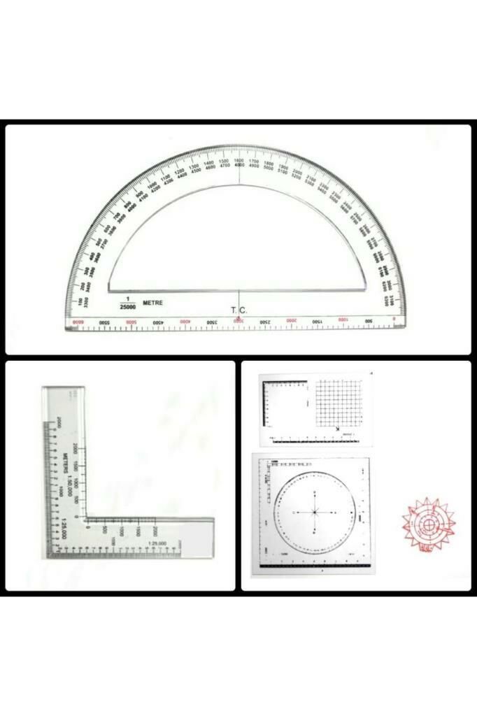 Single Sword Profesyonel Minkale Harita Ölçüm Cetvel Seti Askeri Minkale Seti