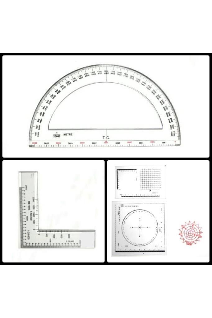 Single Sword Profesyonel Minkale Harita Ölçüm Cetvel Seti Askeri Minkale Seti