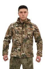 Single Sword Su ve Rüzgar Geçirmez Tactical Softshell Mont MULTİCAM - S