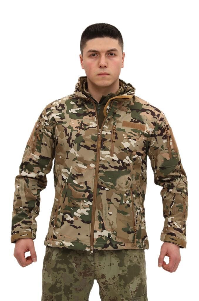 Single Sword Su ve Rüzgar Geçirmez Tactical Softshell Mont MULTİCAM - S