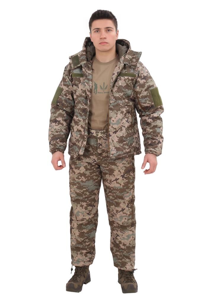 Single Sword Su Geçirmez Kışlık Softshell Mont&Pantolon Salopet Takım PİKSEL - M