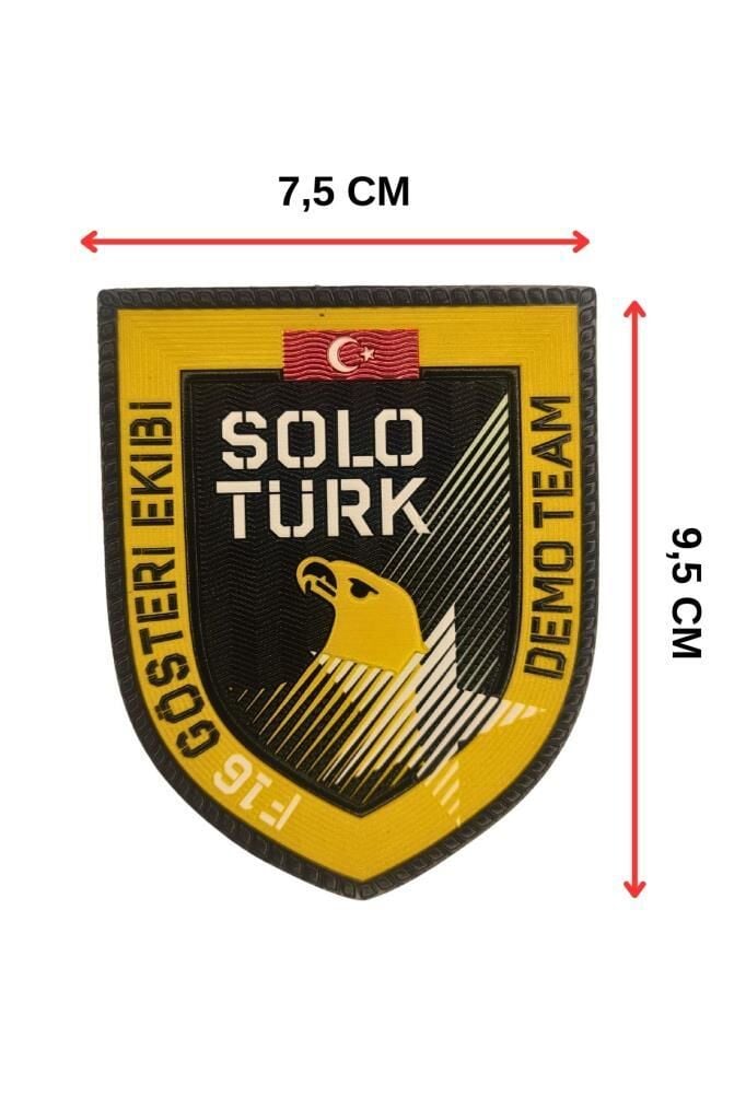 SoloTürk Gösteri Ekibi Plastik Arma Patch  7,5 x 9,5 cm, Arkası Cırtlı