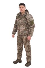 Single Sword Su Geçirmez Kışlık Softshell Mont&Pantolon Salopet Takım PİKSEL - 2XL