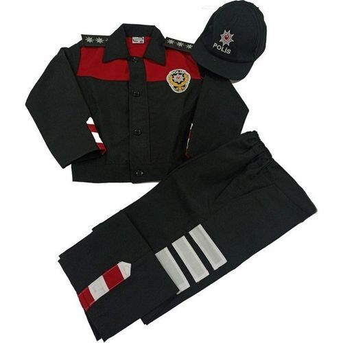 Kız&Erkek Çocuk Polis Kıyafeti (Şapka, Gömlek, Pantolon Takımı) Yeni Model KIRMIZI - 10