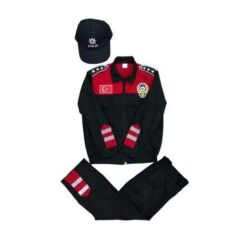 Kız&Erkek Çocuk Polis Kıyafeti (Şapka, Gömlek, Pantolon Takımı) Yeni Model KIRMIZI - 10