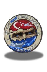 Bir Çift Mavi Gözün Işığında Daima İleriye Plastik Cırtlı Arma Patch 9,5 cm