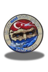 Bir Çift Mavi Gözün Işığında Daima İleriye Plastik Cırtlı Arma Patch 9,5 cm