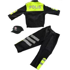 Kız&Erkek Çocuk Polis Kıyafeti (Şapka, Gömlek, Pantolon Takımı) Yeni Model SARI - 10
