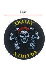 Adalet Namluda Kuru Kafalı Kabartmalı Plastik Cırtlı Arma Patch 9.5 CM