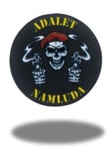 Adalet Namluda Kuru Kafalı Kabartmalı Plastik Cırtlı Arma Patch 9.5 CM