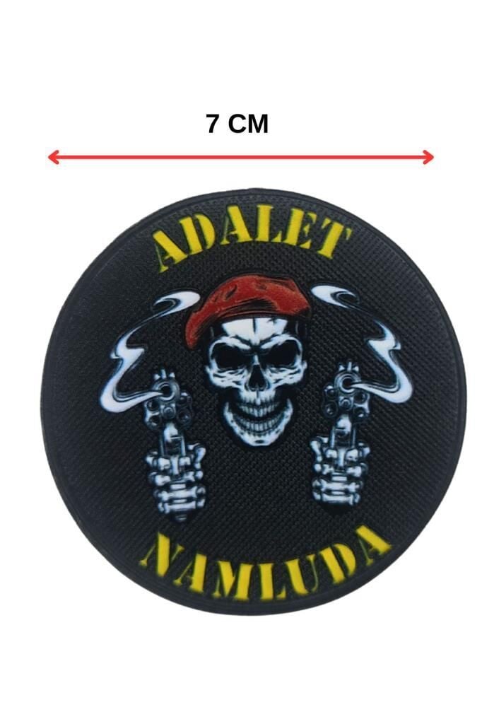Adalet Namluda Kuru Kafalı Kabartmalı Plastik Cırtlı Arma Patch 9.5 CM