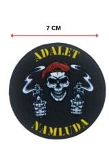 Adalet Namluda Kuru Kafalı Kabartmalı Plastik Cırtlı Arma Patch 9.5 CM