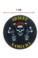 Adalet Namluda Kuru Kafalı Kabartmalı Plastik Cırtlı Arma Patch 9.5 CM