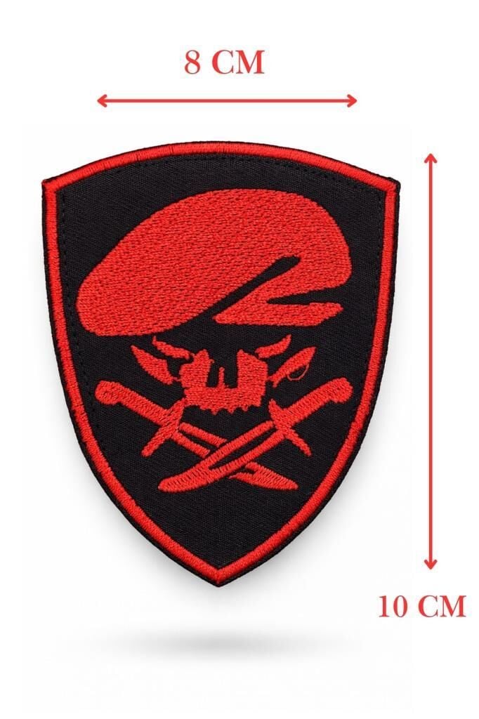 Single Sword Nakış Patch - Büyük Boy Bere-Bıçak Peç KIRMIZI-SİYAH