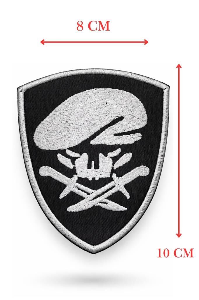Single Sword Nakış Patch - Büyük Boy Bere-Bıçak Peç SİYAH-BEYAZ