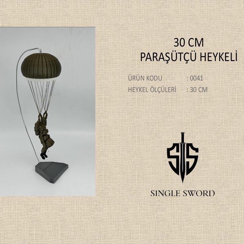 Single Sword Haki Renk Paraşütçü heykeli