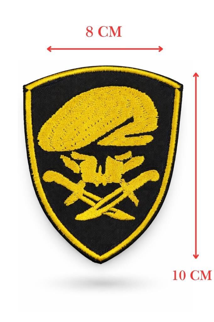 Single Sword Nakış Patch - Büyük Boy Bere-Bıçak Peç SİYAH-SARI