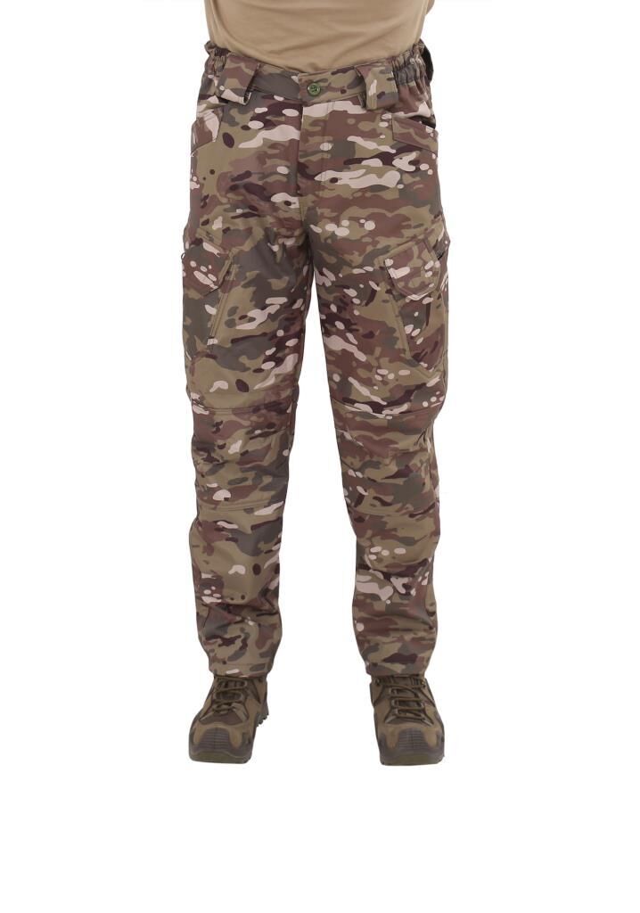 Single Sword Outdoor Softshell Su&Rüzgar  Geçirmez Taktik Erkek Pantolon (İçi Polarlı) MULTİCAM - 2XL