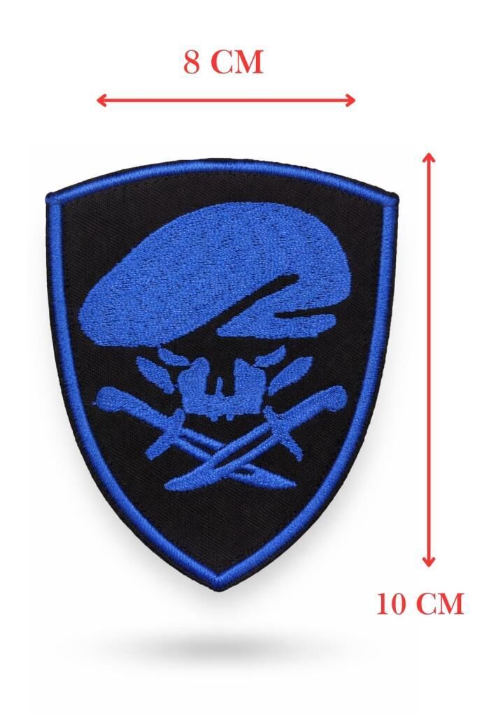 Single Sword Nakış Patch - Büyük Boy Bere-Bıçak Peç SİYAH-MAVİ
