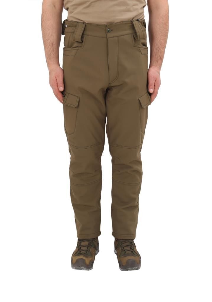 Single Sword Outdoor Softshell Su&Rüzgar  Geçirmez Taktik Erkek Pantolon (İçi Polarlı) HAKİ - 3XL