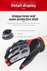 Madmotor MT-21 Protection Taktik Motosiklet Eldiveni Dokunmatik Kaymaz Korumalı Erkek Eldiveni M - KIRMIZI