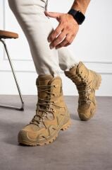 Single Sword Hakiki Deri Su Geçirmez  Erkek&Kadın Taktik Askeri Kışlık Bot ve Postal SS603 BEJ - 37