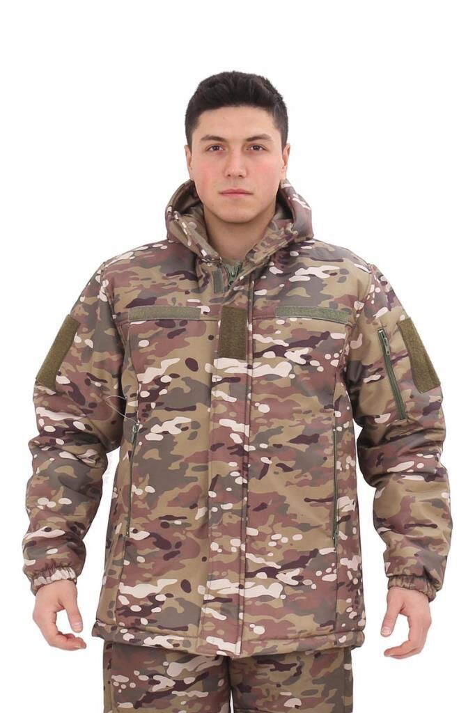 Single Sword Su ve Rüzgâr Geçirmez Softshell Erkek Kışlık Parka (Kapüşonlu) MULTİCAM - L
