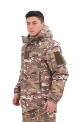 Single Sword Su ve Rüzgâr Geçirmez Softshell Erkek Kışlık Parka (Kapüşonlu) MULTİCAM - 2XL