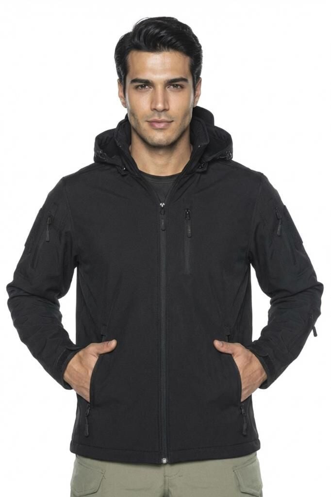 Single Sword Su Geçirmez Outdoor Softshell Taktik Erkek Mont SİYAH - L