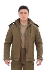 Single Sword Su&Rüzgar Geçirmez Outdoor Softshell Kışlık Erkek Mont (Kapüşonlu) HAKİ - 3XL