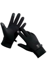 Single Sword Uzun Parmaklı Dokunmatik Parmak Özellikli   Pusula ve Termometreli Eldiven SİYAH - L