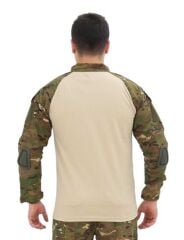 Single Sword Dirseklik Tasarımlı Polo Yaka Erkek Combat Tişört MULTİCAM - 3XL