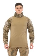 Single Sword Dirseklik Tasarımlı Polo Yaka Erkek Combat Tişört MULTİCAM - 3XL