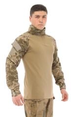 Single Sword Dirseklik Tasarımlı Polo Yaka Erkek Combat Tişört MULTİCAM - 3XL