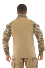 Single Sword Dirseklik Tasarımlı Polo Yaka Erkek Combat Tişört MULTİCAM - 3XL