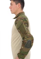 Single Sword Dirseklik Tasarımlı Polo Yaka Erkek Combat Tişört MULTİCAM - 2XL