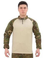 Single Sword Dirseklik Tasarımlı Polo Yaka Erkek Combat Tişört MULTİCAM - 2XL
