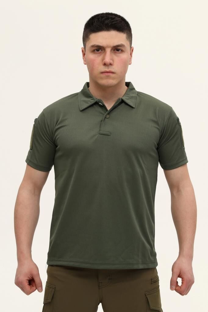 Single Sword Regular Fit Polo Yaka Kısa Kollu Erkek Tişört HAKİ - 3XL