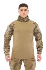 Single Sword Dirseklik Tasarımlı Polo Yaka Erkek Combat Tişört PİKSEL - 3XL