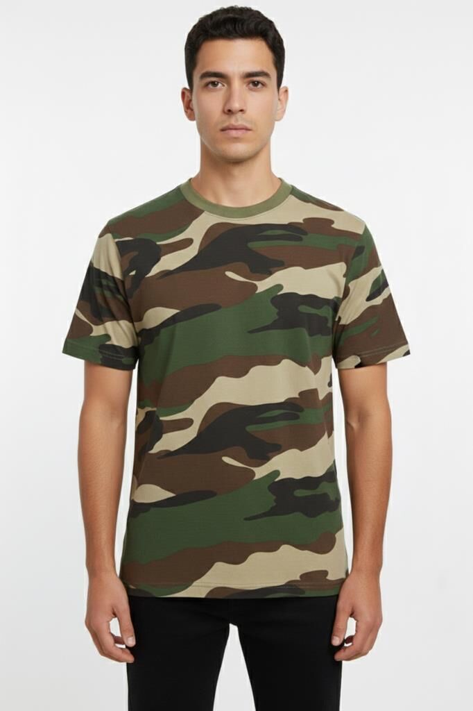 Single Sword Bisiklet Yaka Kısa Kollu Kamuflaj Erkek T-Shirt USA - 2XL