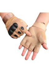 Single Sword Yarım Parmak Taktik Eldiven Bisiklet Motosiklet Outdoor Eldiven BEJ - 2XL