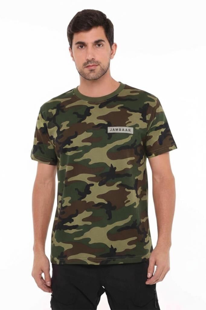 Yakasız Kısa Kol T-Shirt Jambar USA - L