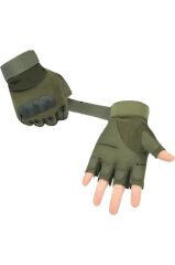 Single Sword Yarım Parmak Taktik Eldiven Bisiklet Motosiklet Outdoor Eldiven HAKİ - XL