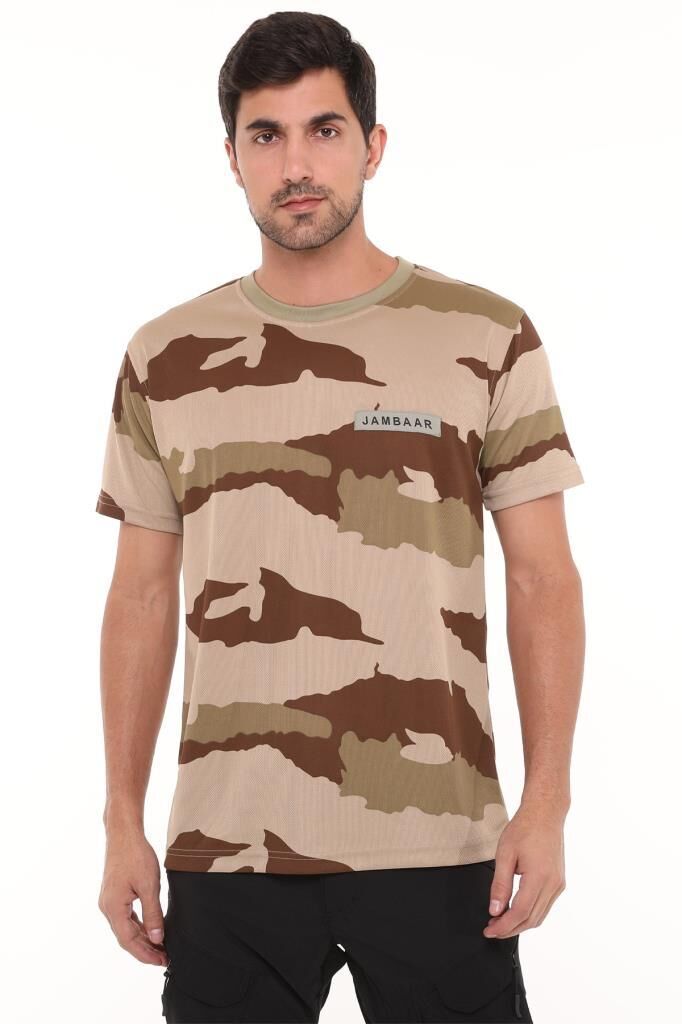 Yakasız Kısa Kol T-Shirt Jambar Ç.KAMUFLAJ - M