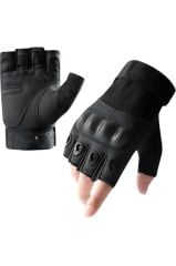 Single Sword Yarım Parmak Taktik Eldiven Bisiklet Motosiklet Outdoor Eldiven SİYAH - L