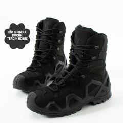 Single Sword Hakiki Deri Su Geçirmez  Erkek&Kadın Taktik Askeri Kışlık Bot ve Postal SS603 SİYAH - 37