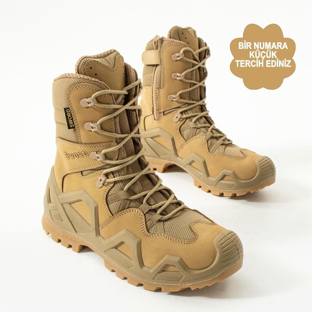 Single Sword Fermuarlı Outdoor Kadın&Erkek Taktik Askeri Bot ve Postal 4 Mevsim SS602 BEJ - 37