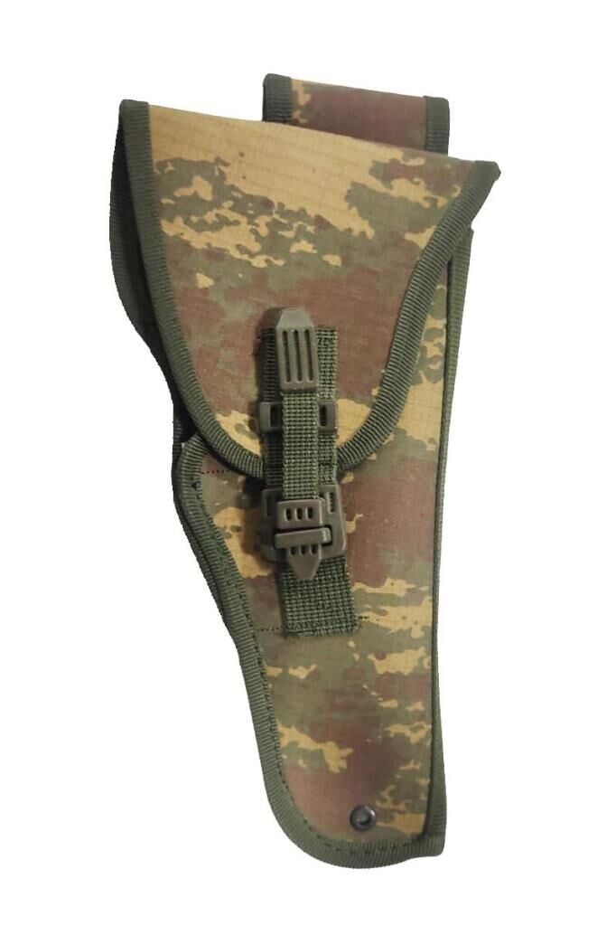 Single Sword Kamuflaj Desenli Deri ve Nakış Seçenekli Sessiz Tabanca Kılıfı NAKIŞ - Y.TSK