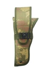 Single Sword Kamuflaj Desenli Deri ve Nakış Seçenekli Sessiz Tabanca Kılıfı NAKIŞ - Y.TSK